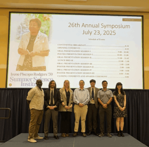 SSI Perkins award winners for oral and poster presentations with faculty advisers, from L: Dr. Ben Odhiambo Kisila, Eric Torres, Lily Gruss, Dr. Davis Oldham, Joey Gasink, Dro. Tyler Frankel, Suymmer Orledge.